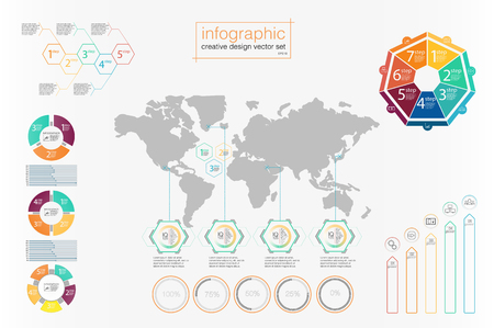 Infographics colors set. Colorful infographic element. Template for brochure, business, web design. Vector illustrationのイラスト素材
