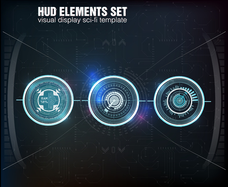 HUD UI. Abstract virtual graphic touch user interface. Infographic. Vector science abstract.  Vector illustration. Futuristic user interface.Graphic display control the pallet rocket. Sky-fi HUD. Vector eps10.のイラスト素材