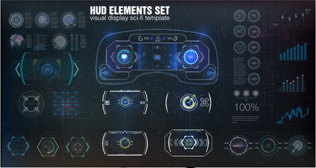 Futuristic VR Head-up Display Design. Sci-Fi Helmet HUD. Future Technology Display Design.のイラスト素材