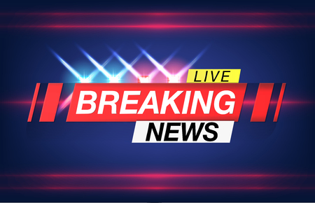 Banner breaking news, important news, headline in the form of flashing lights police. Vector image.のイラスト素材