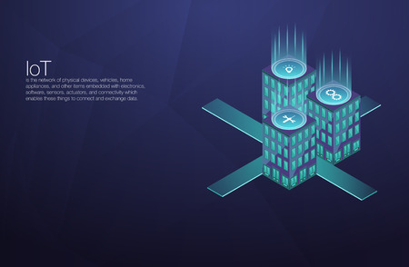 IoT platform future technology. Smart home connection and control with devices through home network. Internet of things doodles background.のイラスト素材