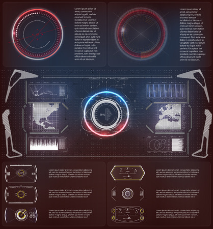Hud futuristic element. Set of Circle Abstract Digital Technology UI Futuristic HUD Virtual Interface Elements Sci- Fi Modern User For Graphic Motionのイラスト素材