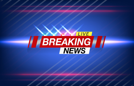 Banner breaking news, important news, headline in the form of flashing lights police. Vector image.のイラスト素材