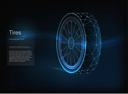 3D low poly for banner tires design. Low Poly style design. Abstract geometric background. Vector illustration template cars. Triangle low Poly abstract background technical. Blue and green tones colors.のイラスト素材