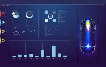 Futuristic user interface. HUD UI. Abstract virtual graphic touch user interface. Car service in the style of HUD. Virtual graphical interface Ui HUD Autoscann.のイラスト素材