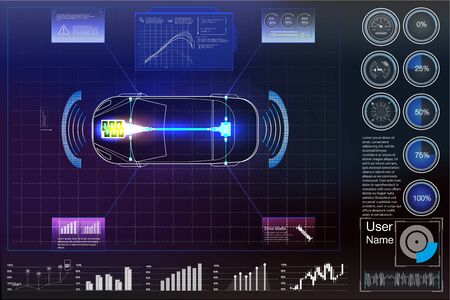 Futuristic user interface. HUD UI. Abstract virtual graphic touch user interface. Cars infographic. Vector science abstract.  Vector illustration.のイラスト素材