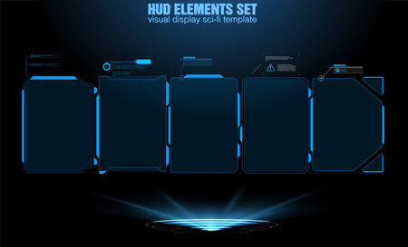 HUD elements mega set pack. Dashboard display virtual reality technology screen. abstract hud ui gui future futuristic screen system virtual designのイラスト素材