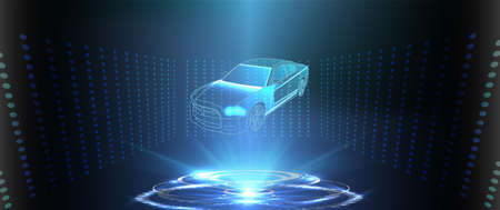 Futuristic user interface. HUD UI. Abstract virtual graphic touch user interface. Car service in the style of HUD. Virtual graphical interface Ui HUD Autoscann. Vectorのイラスト素材