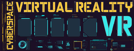 Digital design elements hud style. Trendy 2022 shapes in cyberpunk style. Bar labels, info box bars....