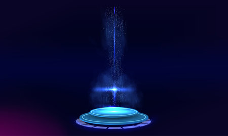 Futuristic circle interface design. Abstract futuristic template. Circle portals, teleport, hologram gadget. Blank display, stage or magic portal, podium for show productのイラスト素材