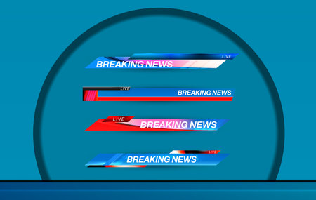 TV News Bars Set Vector. Streaming Video News breaking news background  TV News show Broadcast template widescreenのイラスト素材