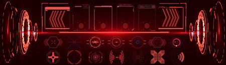 Head-up display elements for the web and app. Futuristic user interface. set of black and white infographic elements.のイラスト素材