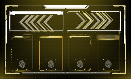 Game futuristic digital display, hud tech future frame. Information box bars, modern digital frame layout template Set of modern frames, callouts for user menu interface elements in futuristic style.のイラスト素材