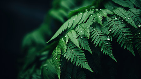 Group background of dark green tropical leaves. Panoramic background. nature conceptの素材