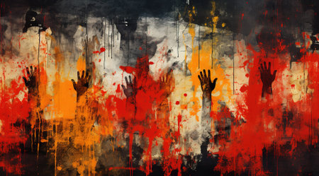 hand stretches up, abstract drawingの素材