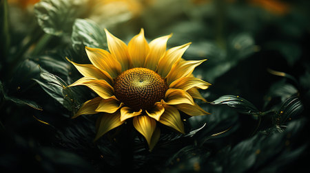 Close-up of a sunflower growing in a field of sunflowers on a nice sunny summer day with some clouds. Sunflowerの素材