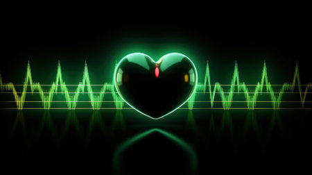 Abstract heartbeat or cardiogram in the form of a line, dot and polygon. Digital music sound vector network. wireframe curve of cardiac rhythm.の素材