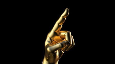 golden hand gesture on black backgroundの素材