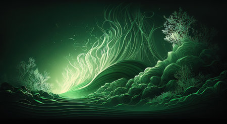 Luxury background with emerald trim and light effectの素材