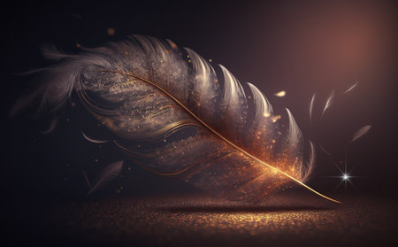 Fantasy feather on a dark backgroundの素材