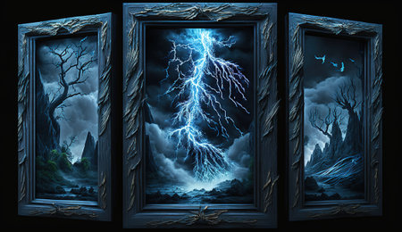 Impressive natural picture of a thundercloud with lightning strikesの素材