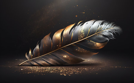 Fantasy feather on a dark backgroundの素材