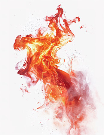 Vibrant illustration of dynamic fire flames, ideal for backgrounds, wallpapers and graphic designsの素材