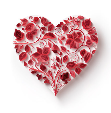 Elegant heart shaped arrangement of pink and white flowers on a clean white backgroundの素材