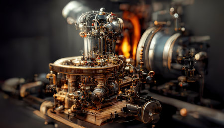 The powerful engine of a car. Internal design of engine. Car engine part. Modern powerful car engine.  3d render, Raster illustration.の素材