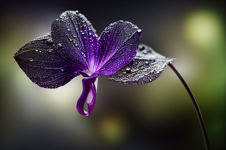 orchid with dew drops, lilac flowerの素材