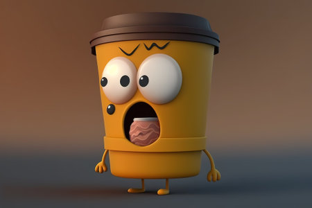 coffee mug with handle, colorful cartoon mugの素材