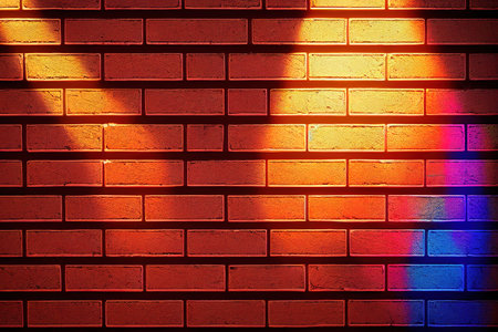 Brick wall in neon lightの素材