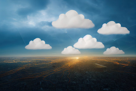 data storage, smart city internet connection.の素材