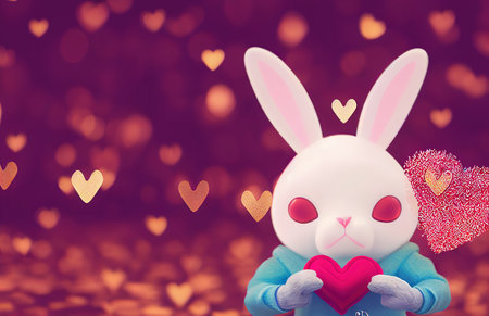 Valentine's day sale banner template, 3D rendering, raster illustration.の素材