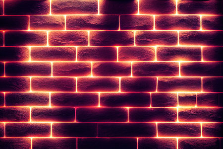 Brick wall in neon lightの素材