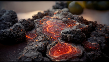 lava flowing down a hill. 3d rendering.の素材