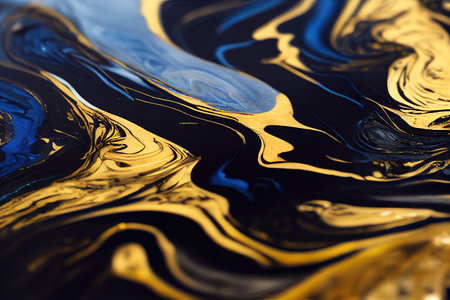 Abstract blue and gold waved shapes backgroundの素材