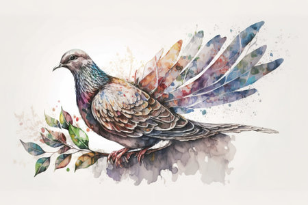 dove of peace in watercolor styleの素材