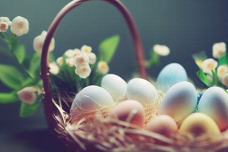 Easter composition, sweets and eggs for the holidayの素材