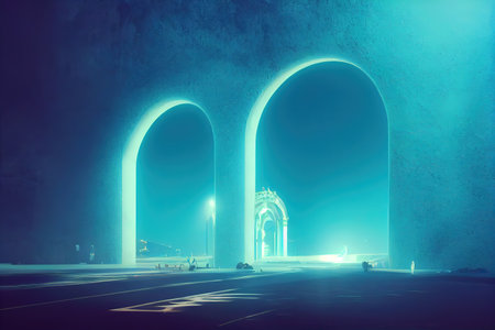 Door to another world or portal. paranormal activity. magic. 3d render, Raster illustration.の素材