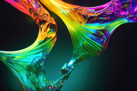 abstract background, iridescent foil, metal texture, ultraviolet wavy wallpaper, liquid ripples, liquid metal surface, vibrant color shadesの素材