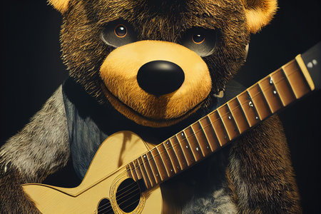 cartoon bear with guitarの素材