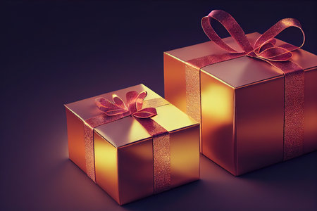 Gift boxes with christmas presents wrapped in paperの素材