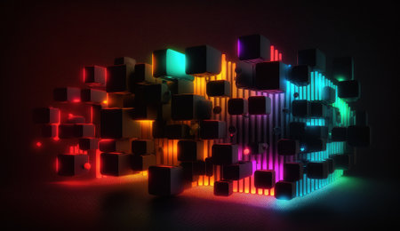 Abstract dark blue background, data or sound streamの素材