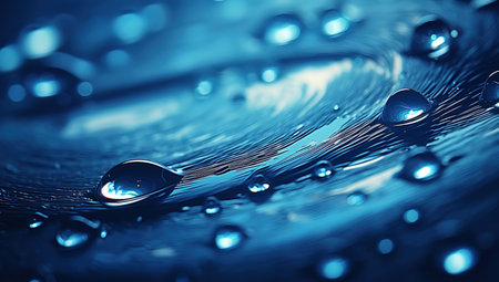 Drops of water or rain on the mirror of a car driving in the rain. Blurred background.の素材