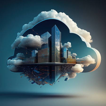 data storage, smart city internet connection.の素材