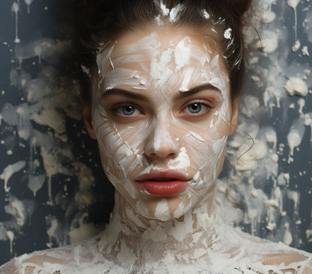 Keep your skin healthy. beautiful young woman applying moisturizerの素材