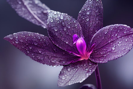 orchid with dew drops, lilac flowerの素材