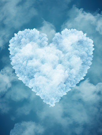 Romantic heart shaped cloud in the blue sky - perfect for Valentine's Day or any romantic occasion.の素材