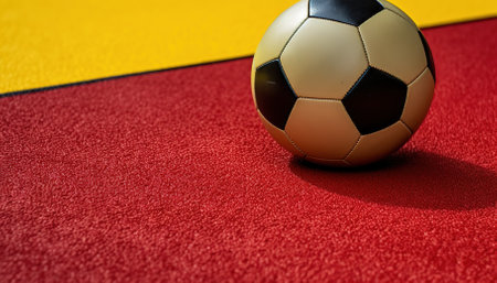 Soccer ball on a red or orange backgroundの素材